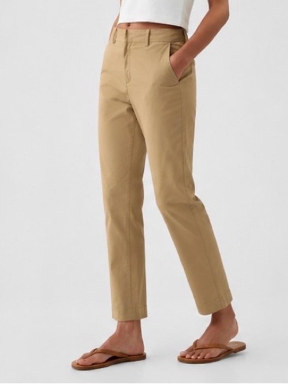 GAP Cropped Ankle Chino Pants in Khaki